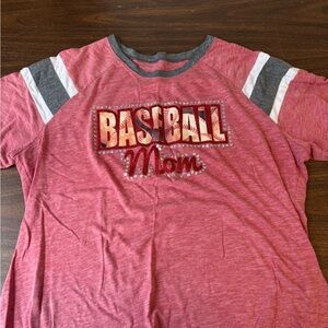 Augusta Sportswear BASEBALL MOM Red and Gray Short Sleeve Tee